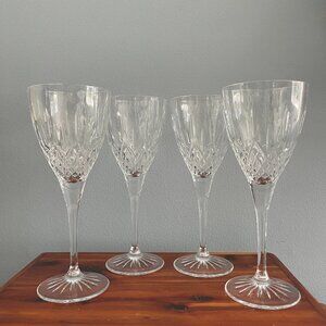 Royal Doulton Earlswood Wine Water Goblet Set of 4 Crystal Glasses Criss Cross